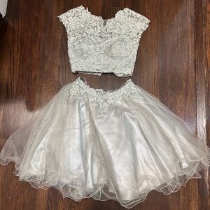 Co-Ord metallic silver set